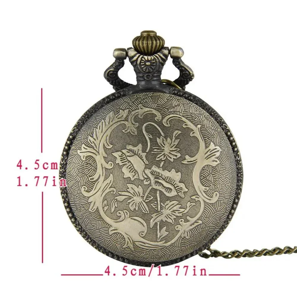 Royal Flush Poker Cards Antique Bronze Pocket Watch with Chain Necklace